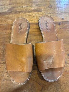 Madewell Tan Leather Slide Sandals Size 8.5